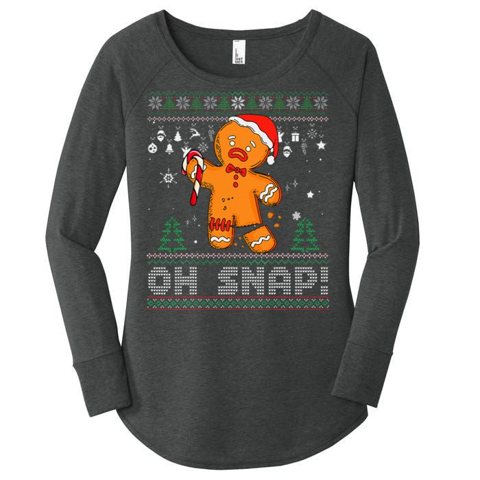 Gingerbread Man Cookie Ugly Sweater Oh Snap Christmas Women's Perfect Tri Tunic Long Sleeve Shirt