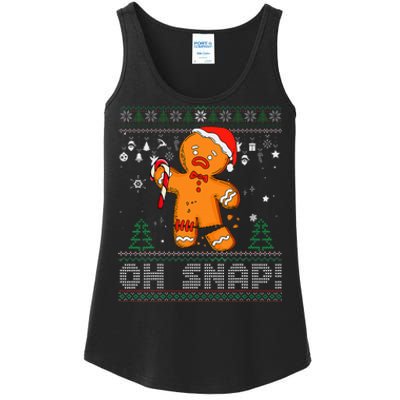 Gingerbread Man Cookie Ugly Sweater Oh Snap Christmas Ladies Essential Tank