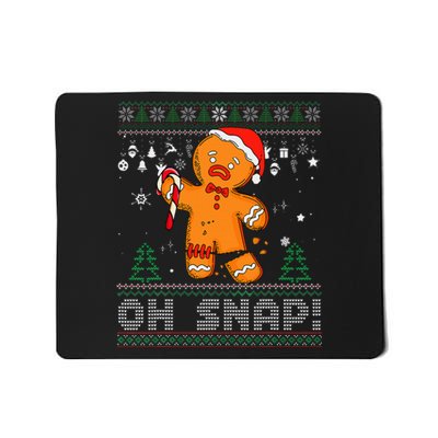 Gingerbread Man Cookie Ugly Sweater Oh Snap Christmas Mousepad