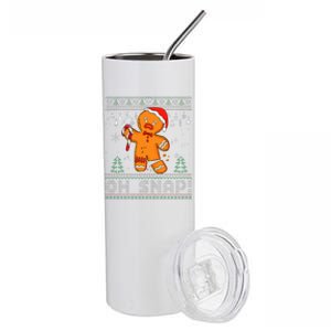 Gingerbread Man Cookie Ugly Sweater Oh Snap Christmas Stainless Steel Tumbler