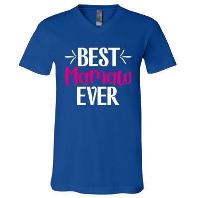 Grandma Mothers Day Gift For Best Mamaw Ever Design Gift V-Neck T-Shirt