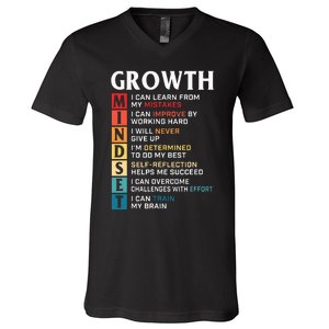 Growth Mindset Definition Motivational Quote Inspiration V-Neck T-Shirt