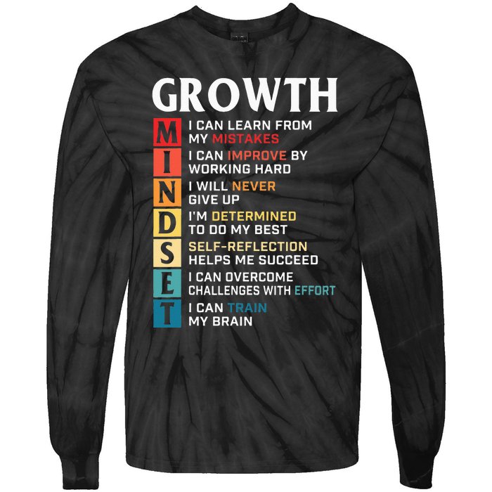 Growth Mindset Definition Motivational Quote Inspiration Tie-Dye Long Sleeve Shirt