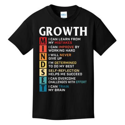 Growth Mindset Definition Motivational Quote Inspiration Kids T-Shirt