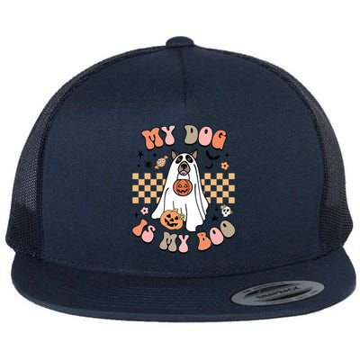 Groovy My Dog Is My Boo Cute Dog Lover Halloween Gift Flat Bill Trucker Hat