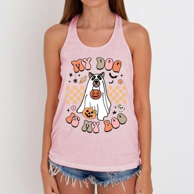 Groovy My Dog Is My Boo Cute Dog Lover Halloween Gift Women's Knotted Racerback Tank