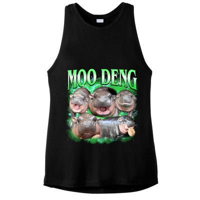 Green Moo Deng Meme Hippo Ladies PosiCharge Tri-Blend Wicking Tank