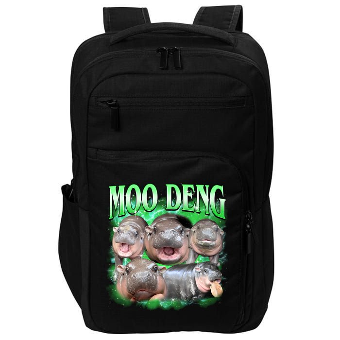 Green Moo Deng Meme Hippo Impact Tech Backpack