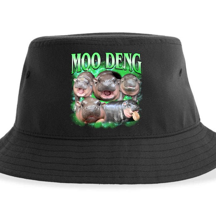Green Moo Deng Meme Hippo Sustainable Bucket Hat