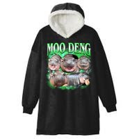 Green Moo Deng Meme Hippo Hooded Wearable Blanket