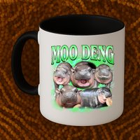 Green Moo Deng Meme Hippo Mug