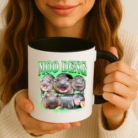 Green Moo Deng Meme Hippo Mug