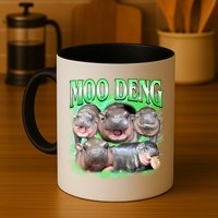 Green Moo Deng Meme Hippo Mug
