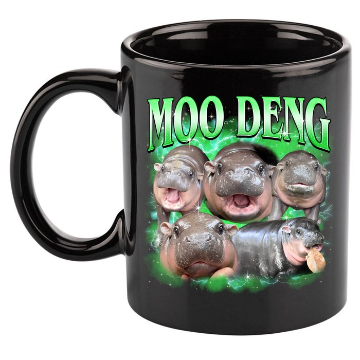Green Moo Deng Meme Hippo 11oz C Handle Ceramic Mug