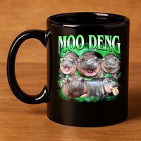 Green Moo Deng Meme Hippo 11oz C Handle Ceramic Mug