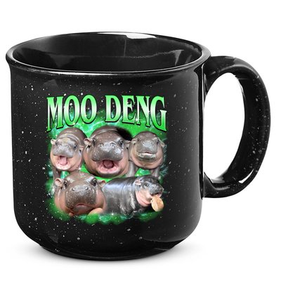 Green Moo Deng Meme Hippo 15oz Campfire Ceramic Mug