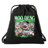 Green Moo Deng Meme Hippo Drawstring Bag
