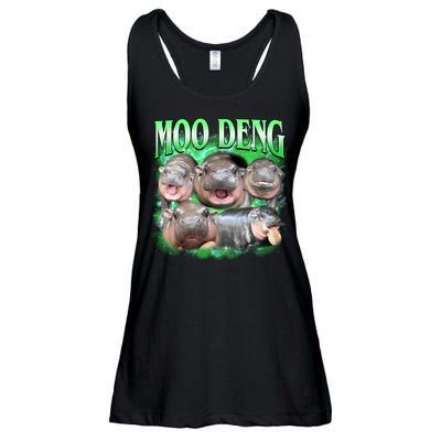Green Moo Deng Meme Hippo Ladies Essential Flowy Tank