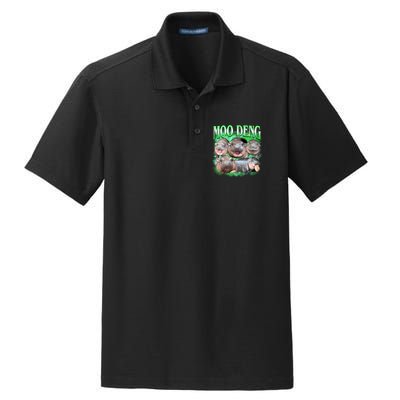 Green Moo Deng Meme Hippo Dry Zone Grid Polo