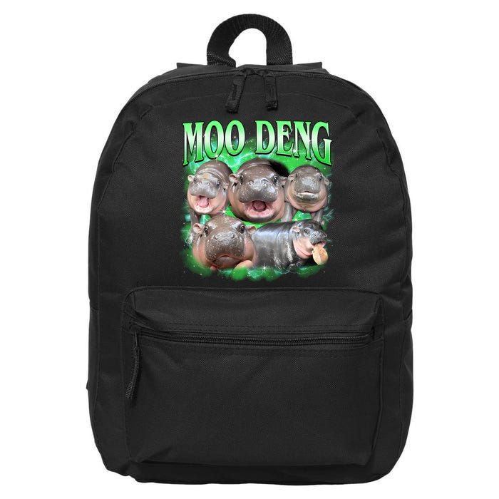 Green Moo Deng Meme Hippo 16 in Basic Backpack