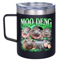 Green Moo Deng Meme Hippo 12oz Stainless Steel Coffee Mug