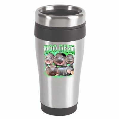 Green Moo Deng Meme Hippo 16oz Travel Tumbler