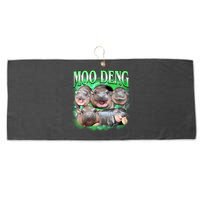 Green Moo Deng Meme Hippo Large Microfiber Waffle Golf Towel