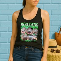 Green Moo Deng Meme Hippo Womens Tank Top