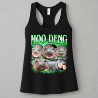 Green Moo Deng Meme Hippo Womens Tank Top