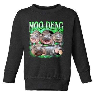 Green Moo Deng Meme Hippo Toddler Sweatshirt