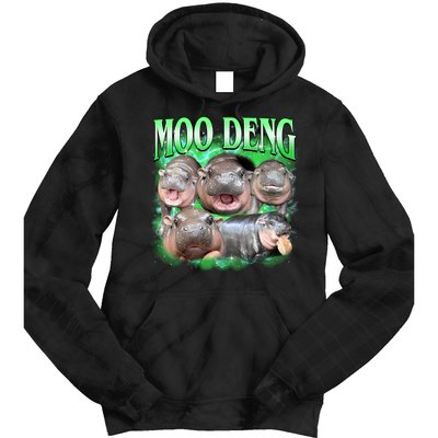 Green Moo Deng Meme Hippo Tie Dye Hoodie