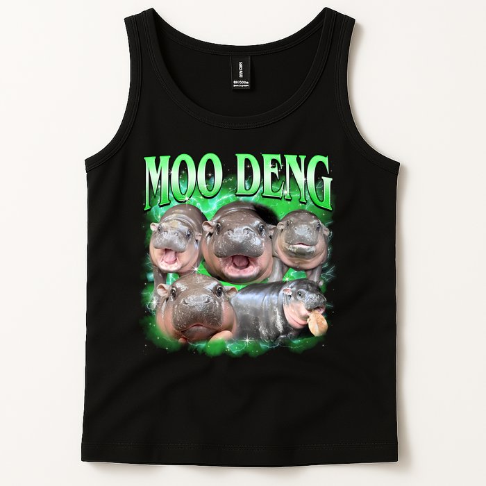 Green Moo Deng Meme Hippo Tank Top