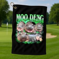 Green Moo Deng Meme Hippo Golf Towel