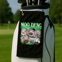 Green Moo Deng Meme Hippo Golf Towel