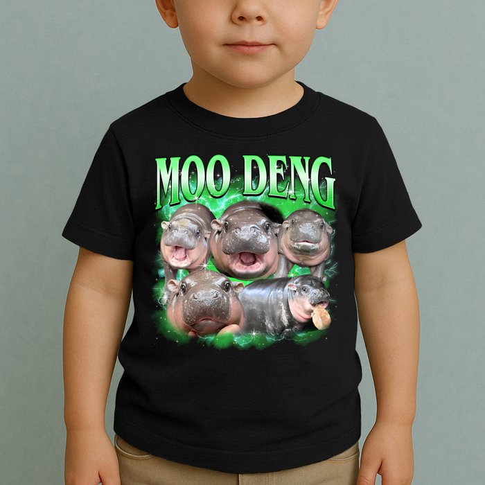 Green Moo Deng Meme Hippo Toddler T-Shirt
