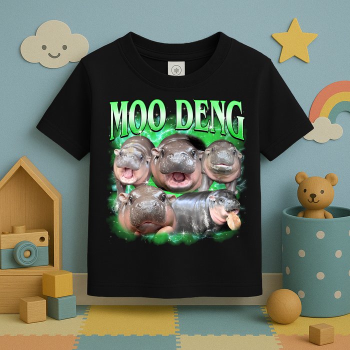 Green Moo Deng Meme Hippo Toddler T-Shirt