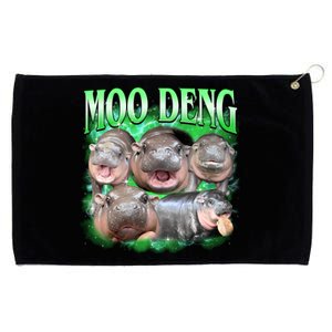 Green Moo Deng Meme Hippo Grommeted Golf Towel