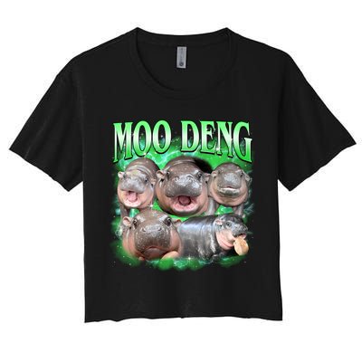 Green Moo Deng Meme Hippo Crop Top