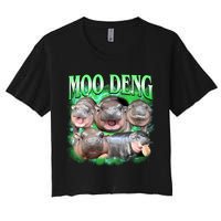 Green Moo Deng Meme Hippo Crop Top