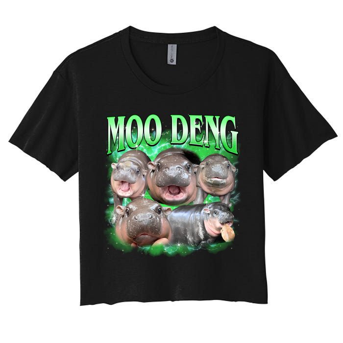Green Moo Deng Meme Hippo Crop Top