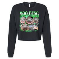 Green Moo Deng Meme Hippo Cropped Pullover Crew