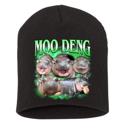 Green Moo Deng Meme Hippo Short Acrylic Beanie
