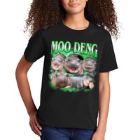 Green Moo Deng Meme Hippo Kids T-Shirt