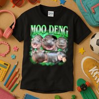 Green Moo Deng Meme Hippo Kids T-Shirt