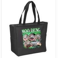 Green Moo Deng Meme Hippo Zip Tote Bag