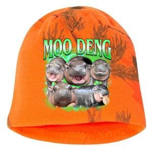 Green Moo Deng Meme Hippo Kati - Camo Knit Beanie