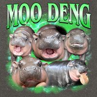 Green Moo Deng Meme Hippo Cotton Canvas Backpack