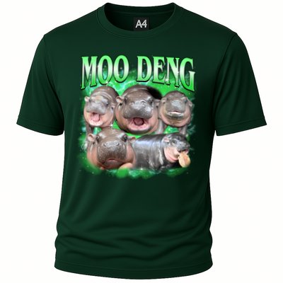 Green Moo Deng Meme Hippo Cooling Performance Crew T-Shirt