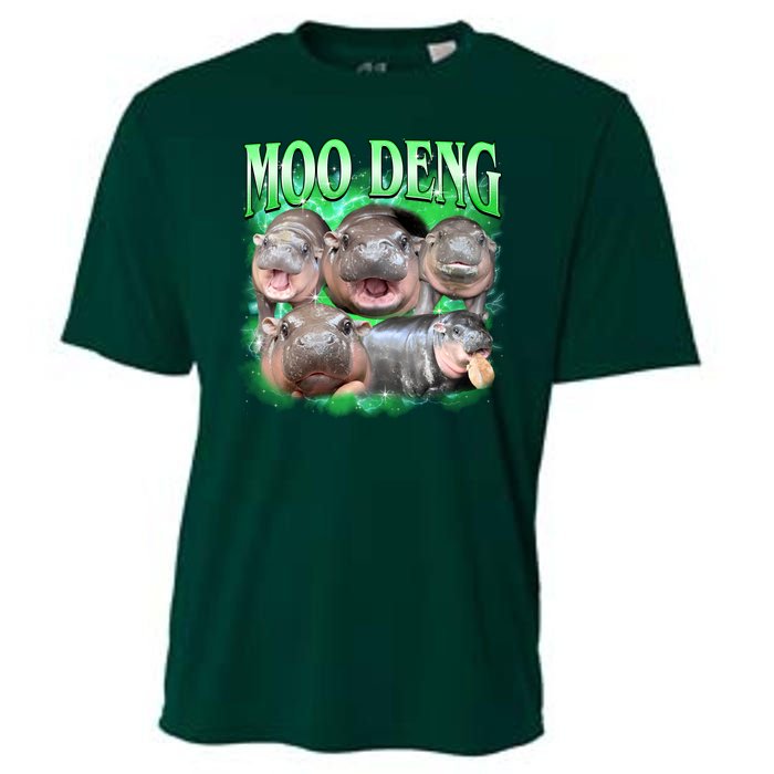 Green Moo Deng Meme Hippo Cooling Performance Crew T-Shirt