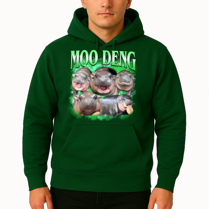 Green Moo Deng Meme Hippo Hoodie